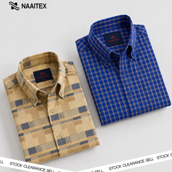 Royal Blue & Beige Shirt Combo