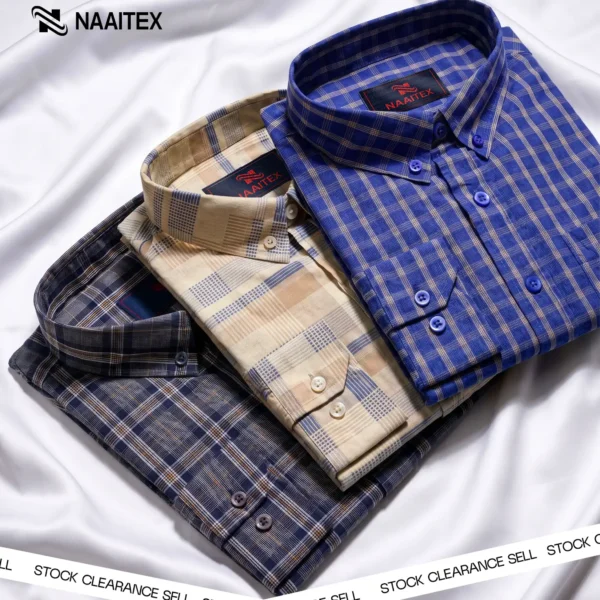 Royal Blue, Beige & Grey Shirt Combo